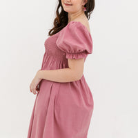 Shelley Smocked Dress In Mauve Pink