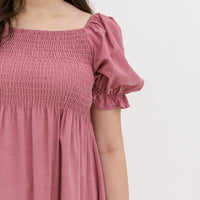 Shelley Smocked Dress In Mauve Pink