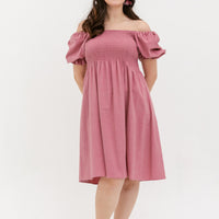 Shelley Smocked Dress In Mauve Pink