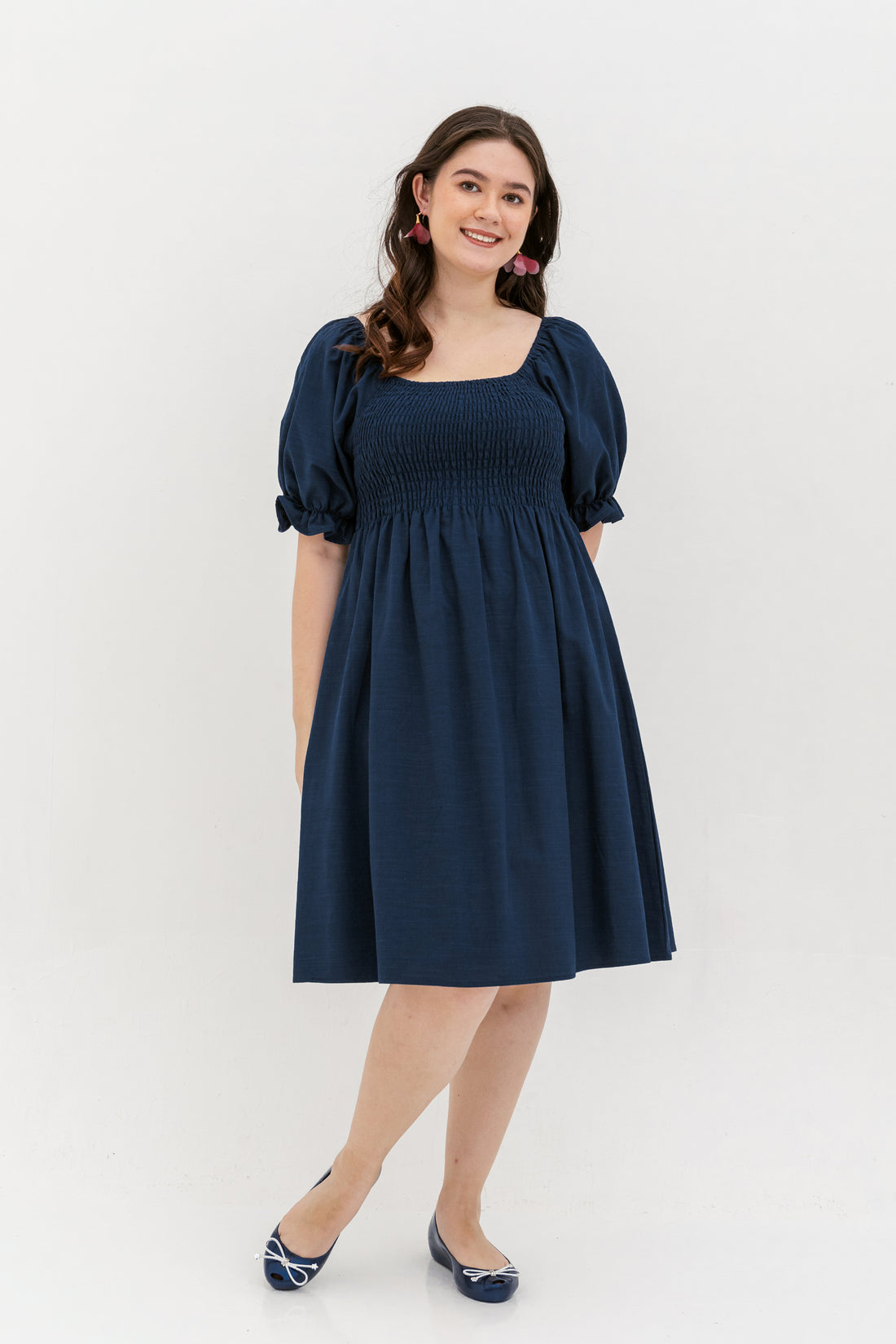 Shelley Smocked Dress In Navy Blue