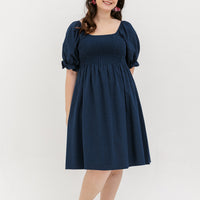 Shelley Smocked Dress In Navy Blue