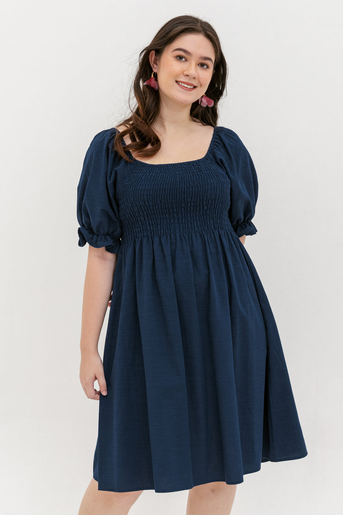 Shelley Smocked Dress In Navy Blue