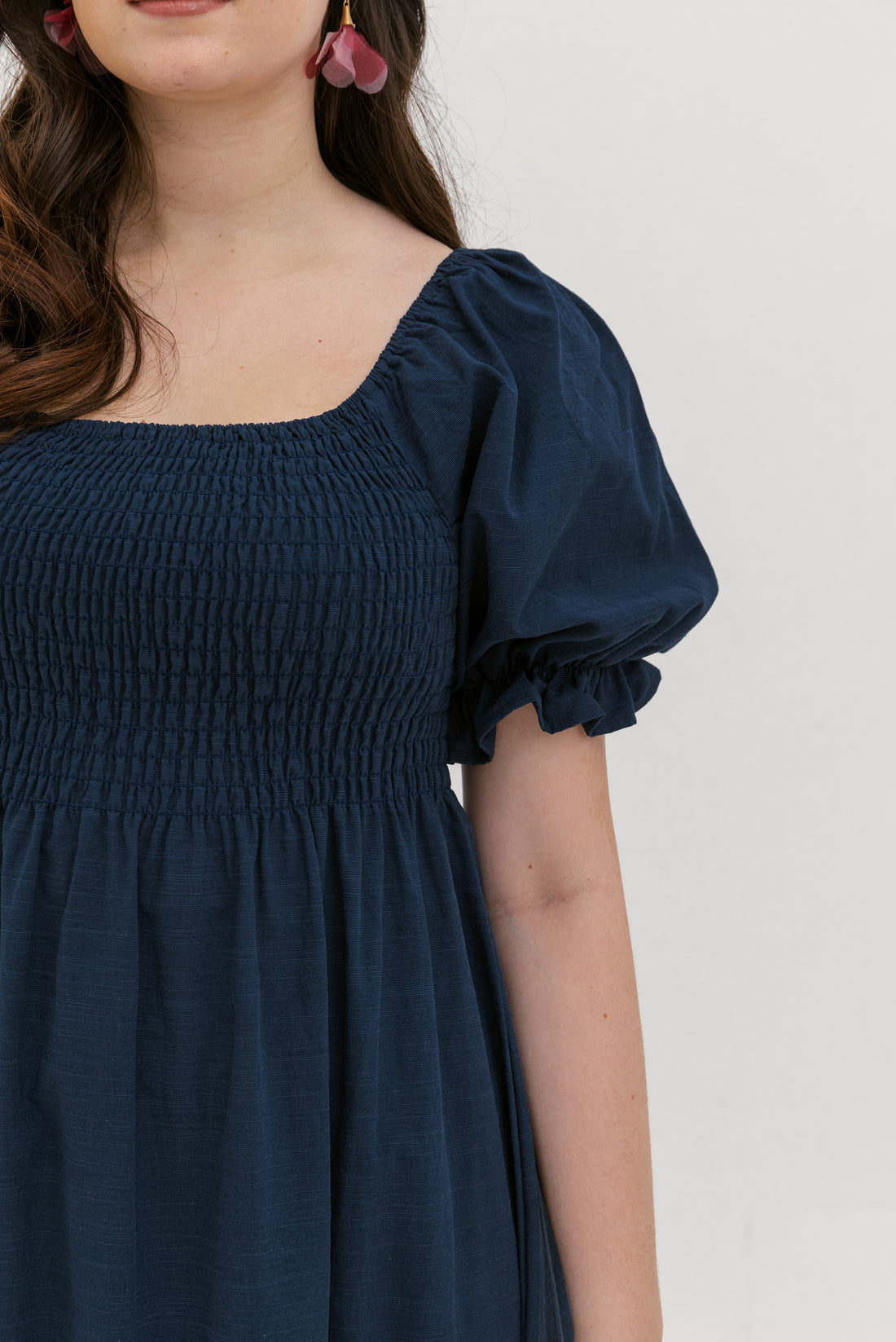 Shelley Smocked Dress In Navy Blue