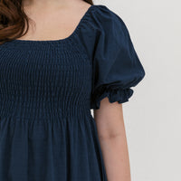 Shelley Smocked Dress In Navy Blue