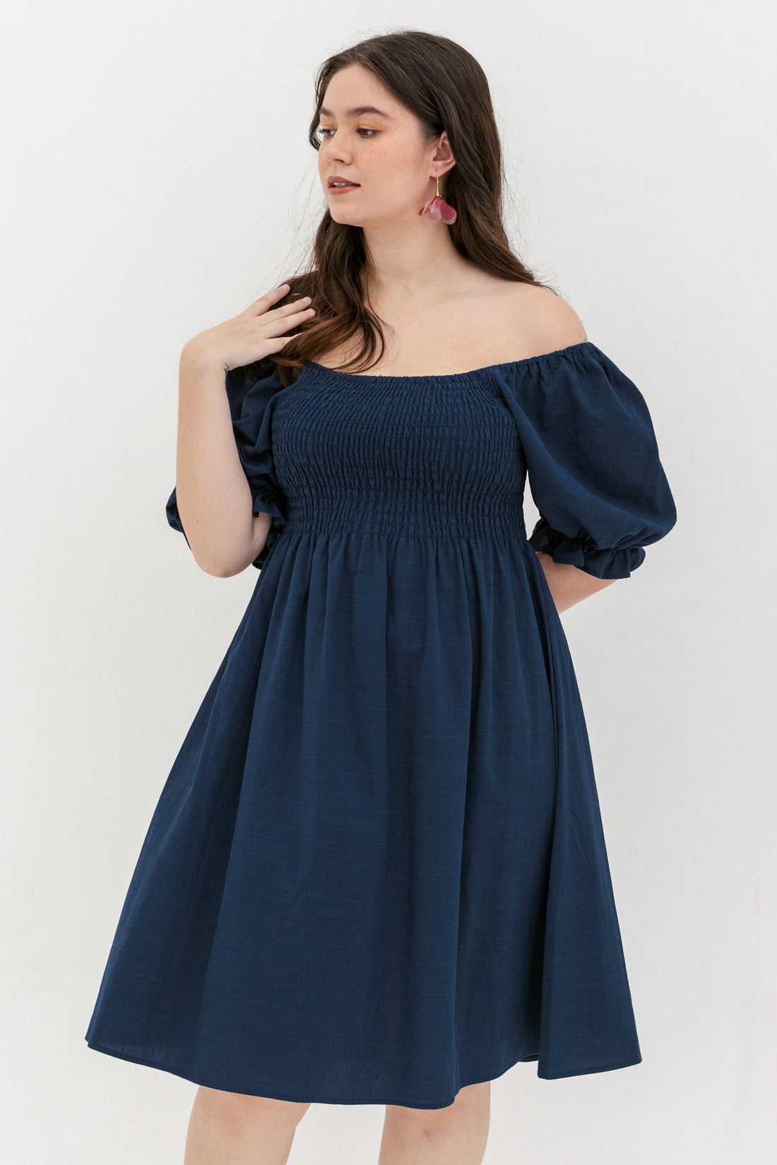Shelley Smocked Dress In Navy Blue