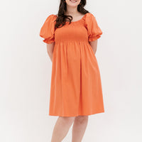 Shelley Smocked Dress In Sweet Orange