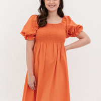 Shelley Smocked Dress In Sweet Orange