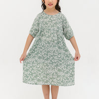 Briella Babydoll Dress In Green Floral