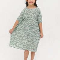 Briella Babydoll Dress In Green Floral