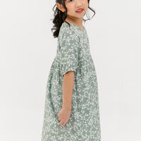 Briella Babydoll Dress In Green Floral