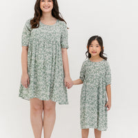 Briella Babydoll Dress In Green Floral