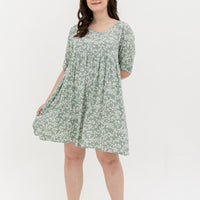 Blair Babydoll Dress In Green Floral