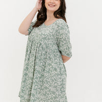 Blair Babydoll Dress In Green Floral