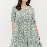 Blair Babydoll Dress In Green Floral