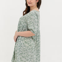 Blair Babydoll Dress In Green Floral