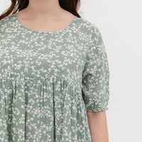Blair Babydoll Dress In Green Floral