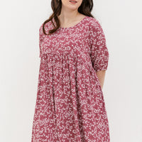 Blair Babydoll Dress In Red Floral