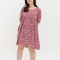 Blair Babydoll Dress In Red Floral