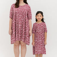 Briella Babydoll Dress In Red Floral