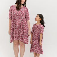 Briella Babydoll Dress In Red Floral