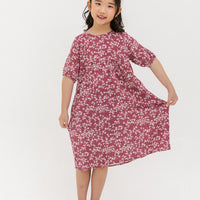 Briella Babydoll Dress In Red Floral