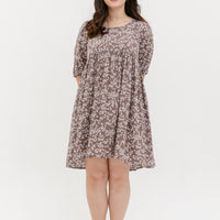 Blair Babydoll Dress In Brown Floral