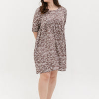 Blair Babydoll Dress In Brown Floral