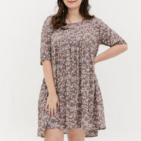 Blair Babydoll Dress In Brown Floral
