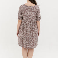 Blair Babydoll Dress In Brown Floral