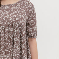 Blair Babydoll Dress In Brown Floral