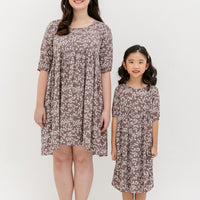 Blair Babydoll Dress In Brown Floral