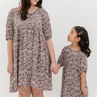 Blair Babydoll Dress In Brown Floral