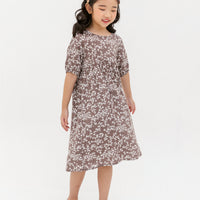 Briella Babydoll Dress In Brown Floral