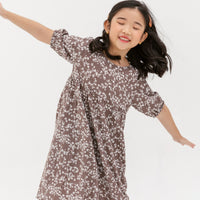 Briella Babydoll Dress In Brown Floral