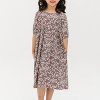 Briella Babydoll Dress In Brown Floral