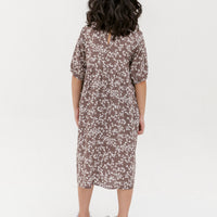 Briella Babydoll Dress In Brown Floral