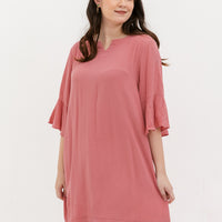 Lillian Trumpet Sleeve Dress In Pink