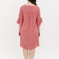Lillian Trumpet Sleeve Dress In Pink