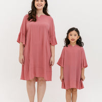 Lillian Trumpet Sleeve Dress In Pink