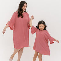 Lillian Trumpet Sleeve Dress In Pink