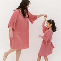 Lillian Trumpet Sleeve Dress In Pink