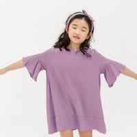 Layla Trumpet Sleeve Dress In Mauve Purple
