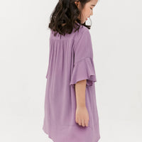 Layla Trumpet Sleeve Dress In Mauve Purple