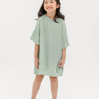 Layla Trumpet Sleeve Dress In Powder Green