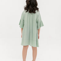 Layla Trumpet Sleeve Dress In Powder Green
