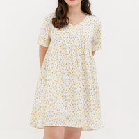 Fiona V-Neck Babydoll Dress In White