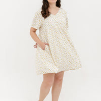 Fiona V-Neck Babydoll Dress In White