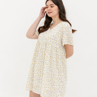 Fiona V-Neck Babydoll Dress In White