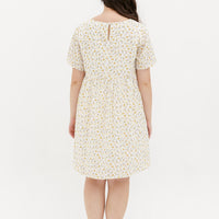 Fiona V-Neck Babydoll Dress In White