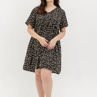 Fiona V-Neck Babydoll Dress In Black